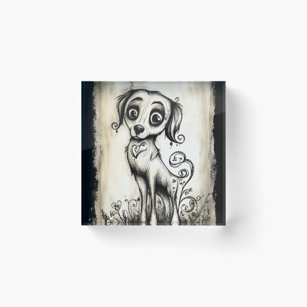 Item preview, Whimsical Gothic Dog – Big-Eyed Vintage Pet Art designed and sold by Spaabus.