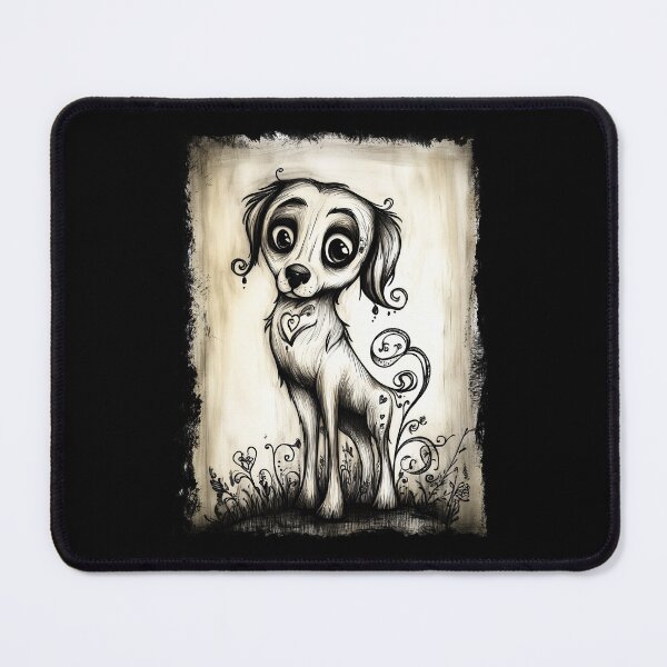 Item preview, Whimsical Gothic Dog – Big-Eyed Vintage Pet Art designed and sold by Spaabus.