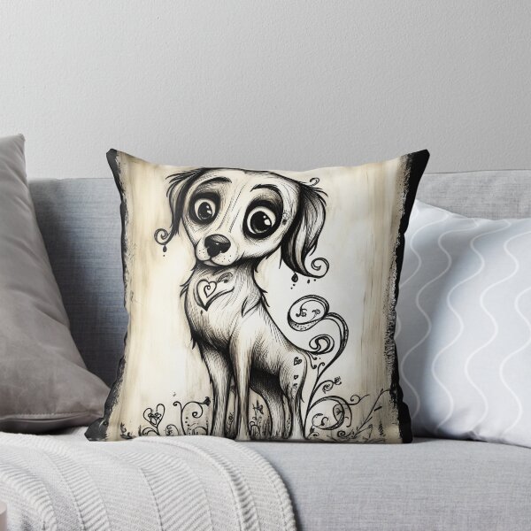 Item preview, Whimsical Gothic Dog – Big-Eyed Vintage Pet Art designed and sold by Spaabus.