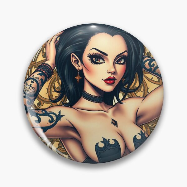 Item preview,  Tattooed Goth Girl beautiful pinup poster art designed and sold by Vintage Designs +.