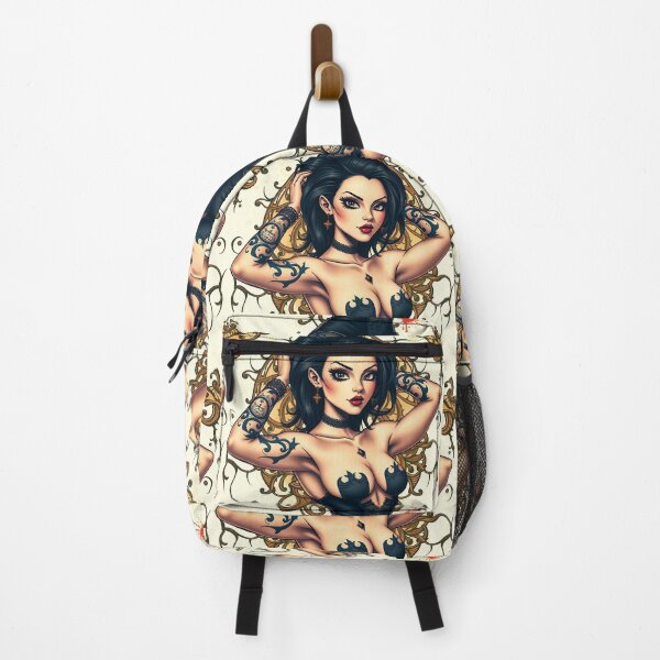 Item preview, Tattooed Goth Girl beautiful pinup poster art designed and sold by Vintage Designs +.