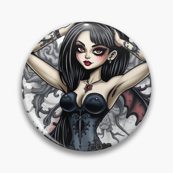 Item preview, Tattooed Goth Girl beautiful pinup poster art designed and sold by Vintage Designs +.