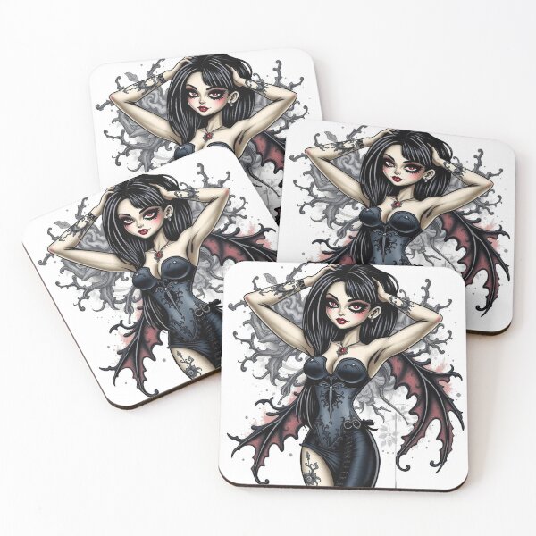Item preview, Tattooed Goth Girl beautiful pinup poster art designed and sold by Vintage Designs +.