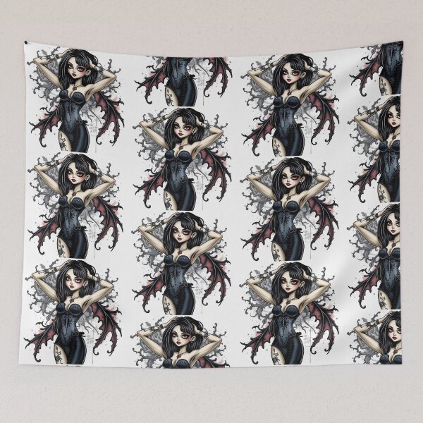 Item preview, Tattooed Goth Girl beautiful pinup poster art designed and sold by Vintage Designs +.