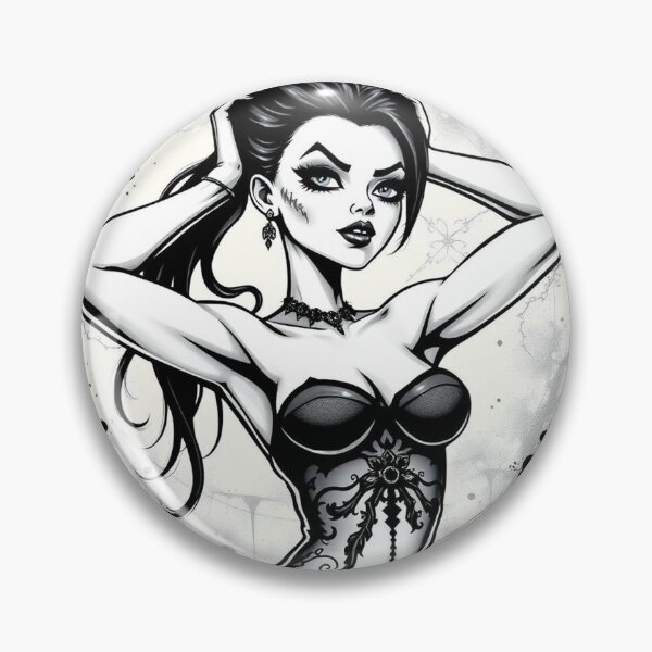 Item preview, Tattooed Goth Girl beautiful pinup poster art designed and sold by Vintage Designs +.