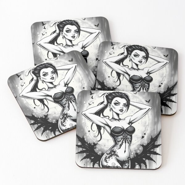 Item preview, Tattooed Goth Girl beautiful pinup poster art designed and sold by Vintage Designs +.