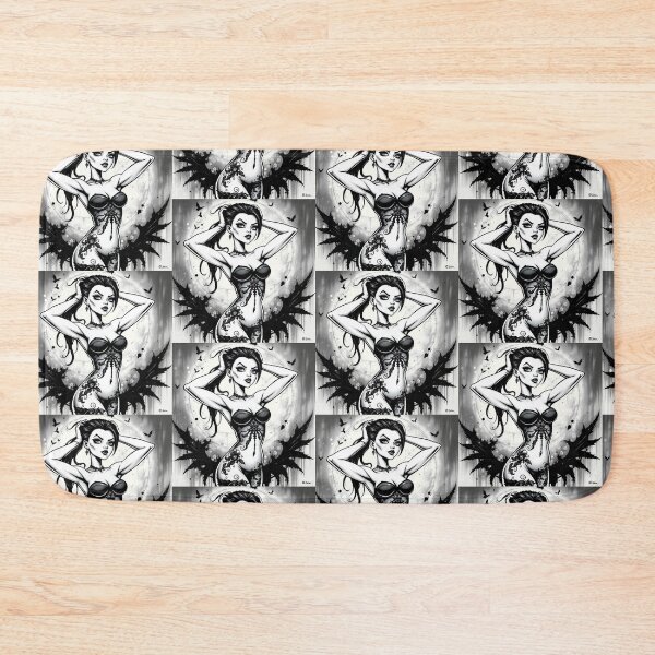 Item preview, Tattooed Goth Girl beautiful pinup poster art designed and sold by Vintage Designs +.