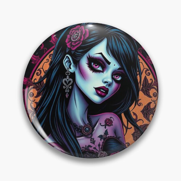 Item preview, Tattooed Goth Girl beautiful pinup poster art designed and sold by Vintage Designs +.