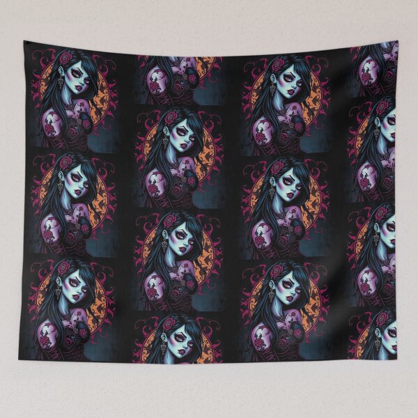 Item preview, Tattooed Goth Girl beautiful pinup poster art designed and sold by Vintage Designs +.
