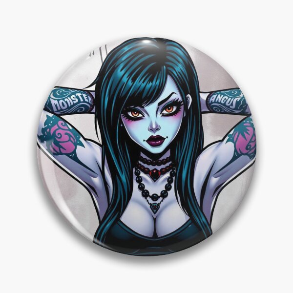 Item preview, Tattooed Goth Girl beautiful pinup poster art designed and sold by Vintage Designs +.