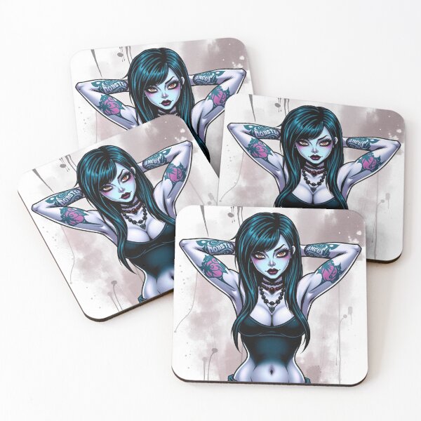Item preview, Tattooed Goth Girl beautiful pinup poster art designed and sold by Vintage Designs +.