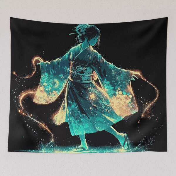 Item preview, Golden Teal Kimono Dance designed and sold by zzz888.