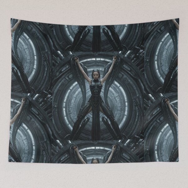 Item preview,  Biomechanical hot sexy pink Alien woman Gothic heavy metal landscape art designed and sold by Vintage Designs +.