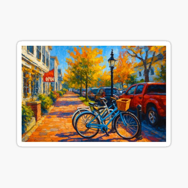 Item preview, Colorful Vibrant Nantucket Bikes Acrylic Painting designed and sold by emrdesigns.