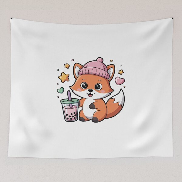 Item preview, fox with bubble tea  designed and sold by jkrphoto.