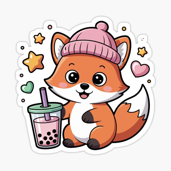 Item preview, fox with bubble tea  designed and sold by jkrphoto.