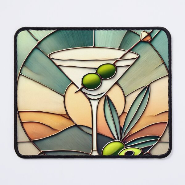 Item preview, Mid Century Stained Glass 2 Olive Martini designed and sold by Lee Hiller Designs.