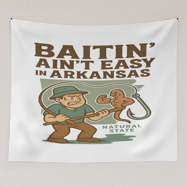 Item preview, Baitin’ Ain’t Easy – Funny Vintage Arkansas Fishing  designed and sold by Globalcitytees.