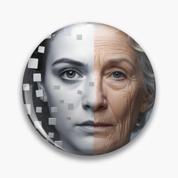 Item preview, Portrait of a woman's face split vertically showing youth and old age designed and sold by mystiquelicorne.