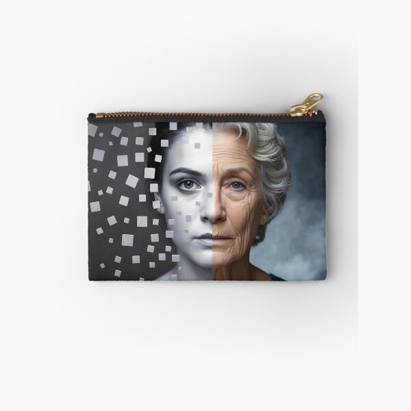 Item preview, Portrait of a woman's face split vertically showing youth and old age designed and sold by mystiquelicorne.