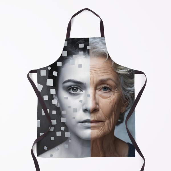 Item preview, Portrait of a woman's face split vertically showing youth and old age designed and sold by mystiquelicorne.