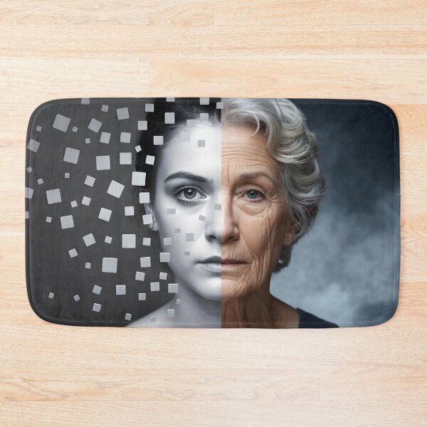 Item preview, Portrait of a woman's face split vertically showing youth and old age designed and sold by mystiquelicorne.