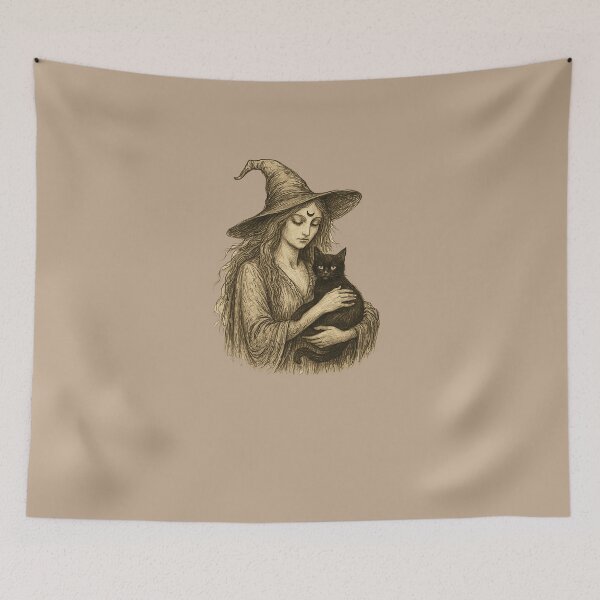Item preview, Witch and her Familiar designed and sold by FrictionMaxxing.