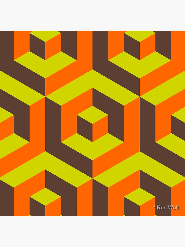 Thumbnail 4 of 4, Clock, Geometric Pattern: Cube Inset: Moss designed and sold by Red Wolf.