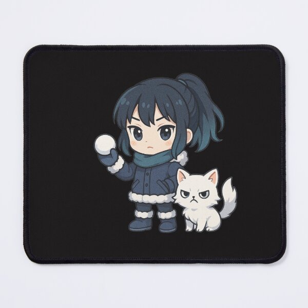 Item preview, Snowball Fighter Girl & Angry Cat – Chibi Winter Anime Style designed and sold by ColorSplash123.