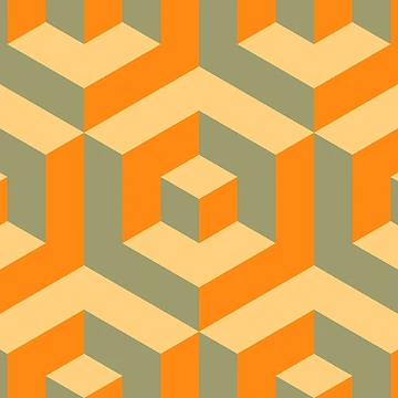 Artwork thumbnail, Geometric Pattern: Cube Inset: Orange by Red Wolf