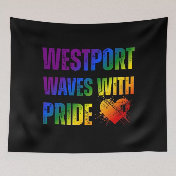 Item preview, Westport Waves With Pride, Classic Pride Flag colors, Rainbow color pride LGBTQ graphic, Pride unisex, Pride festival, gay festival,  LGBTQ, Equal Rights, Westport, Ireland, Mayo, designed and sold by PrideBeProud.