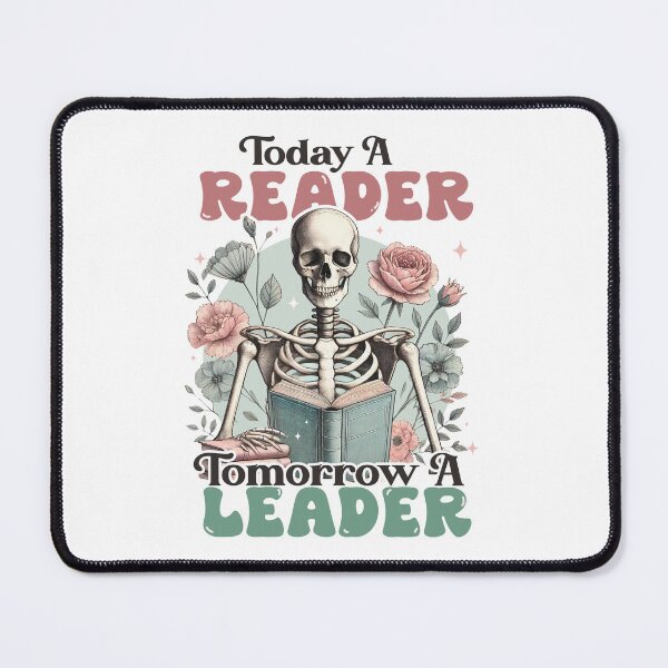 Item preview, Today A Reader Tomorrow A Leader | Skeleton Reading Books | Motivational Vintage Floral designed and sold by Moad Fahim.