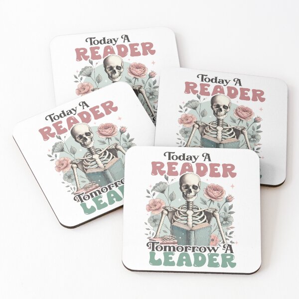 Item preview, Today A Reader Tomorrow A Leader | Skeleton Reading Books | Motivational Vintage Floral designed and sold by Moad Fahim.