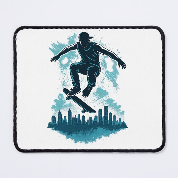 Item preview, Urban Skate Jump – Dynamic Skater Over City Skyline designed and sold by JenniferCreaArte .