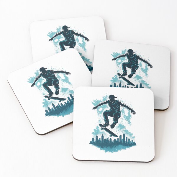 Item preview, Urban Skate Jump – Dynamic Skater Over City Skyline designed and sold by JenniferCreaArte .