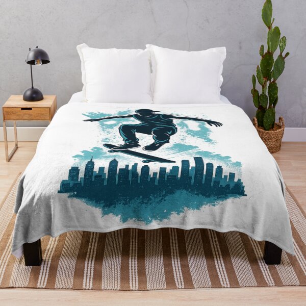 Item preview, Urban Skate Jump – Dynamic Skater Over City Skyline designed and sold by JenniferCreaArte .