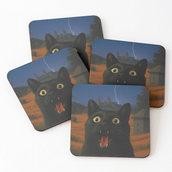 Item preview, Prophecy – Black Cat in Haunted Field with Lightning Strike designed and sold by missokame.