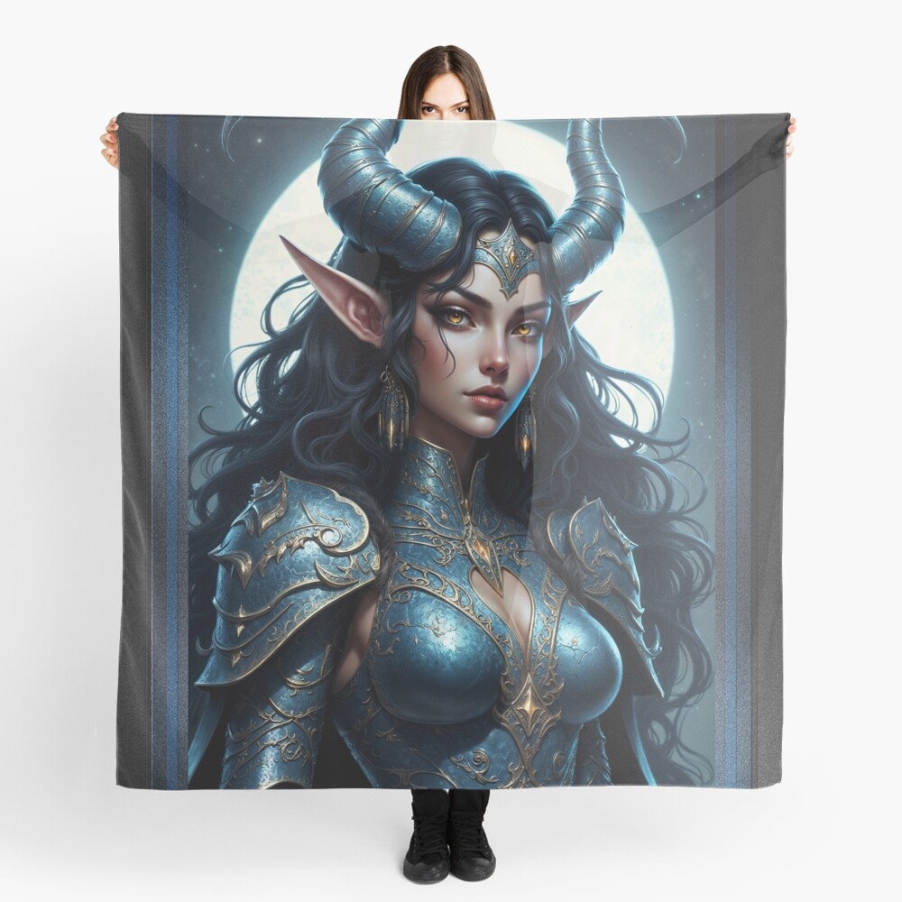 Enigmatic Fantasy Portrait Of The Moonlit Celestial Beauty, Zarathia AI Concept Art by Xzendor7 4 Enigmatic Fantasy Portrait Of The Moonlit Celestial Beauty, Zarathia Ravishing AI Concept Art by Xzendor7 Decorative Art Print Ladies Scarf