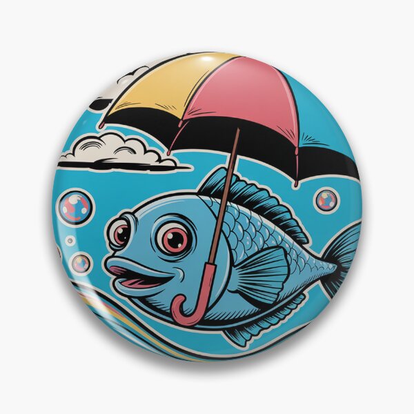 Item preview, fish with an umbrella, pop-surrealist style designed and sold by Lilashakti ⭐️ ⭐️ ⭐️ ⭐️ ⭐️.