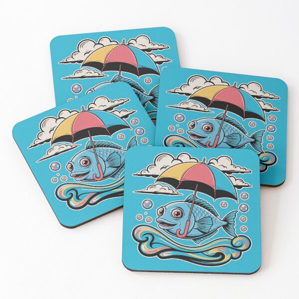 Item preview, fish with an umbrella, pop-surrealist style designed and sold by Lilashakti ⭐️ ⭐️ ⭐️ ⭐️ ⭐️.