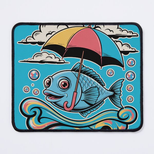 Item preview, fish with an umbrella, pop-surrealist style designed and sold by Lilashakti ⭐️ ⭐️ ⭐️ ⭐️ ⭐️.