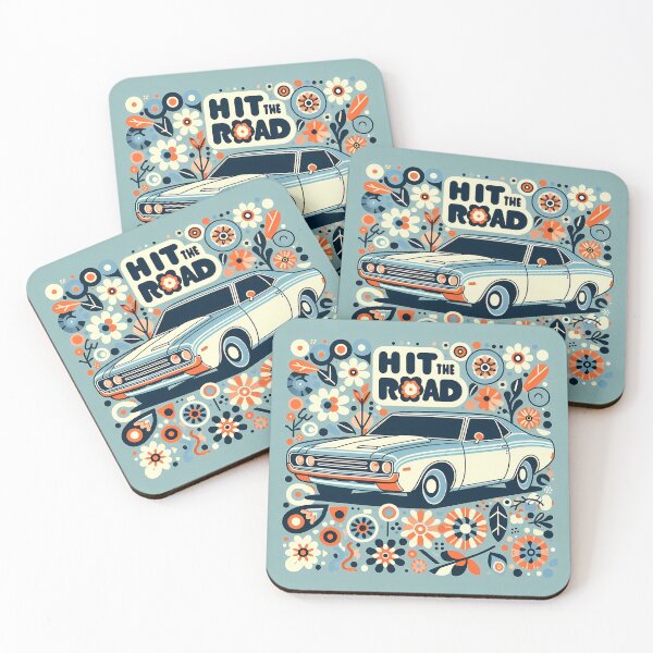 Item preview, Hit The Road - Classic Car Scandinavian Folk Art by heidiannemorris © designed and sold by FOLK ART FUSION by heidiannemorris.