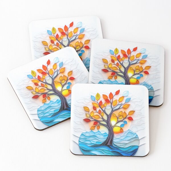 Item preview, Tree of Life - Glass Leaves in Sunset Light designed and sold by AngelottiCR.