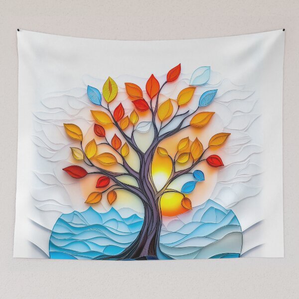 Item preview, Tree of Life - Glass Leaves in Sunset Light designed and sold by AngelottiCR.