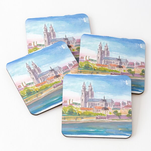 Item preview, Blue Sky Over Magdeburg Cathedral and Elbe River designed and sold by artshop77.