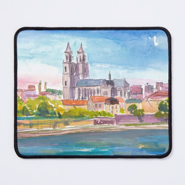 Item preview, Blue Sky Over Magdeburg Cathedral and Elbe River designed and sold by artshop77.