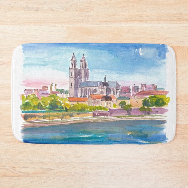 Item preview, Blue Sky Over Magdeburg Cathedral and Elbe River designed and sold by artshop77.