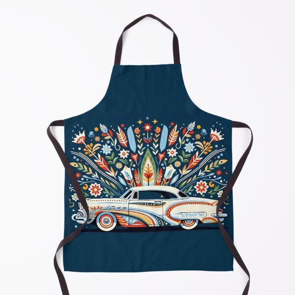 Item preview, Groovy Classic Car with Folk Art Patterns - Scandinavian Folk Art by heidiannemorris © designed and sold by FOLK ART FUSION.