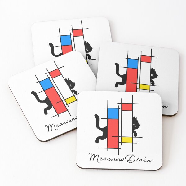 Item preview, Mondrian Cat  Modern Art Cat Abstract Design designed and sold by FuFuBleu.
