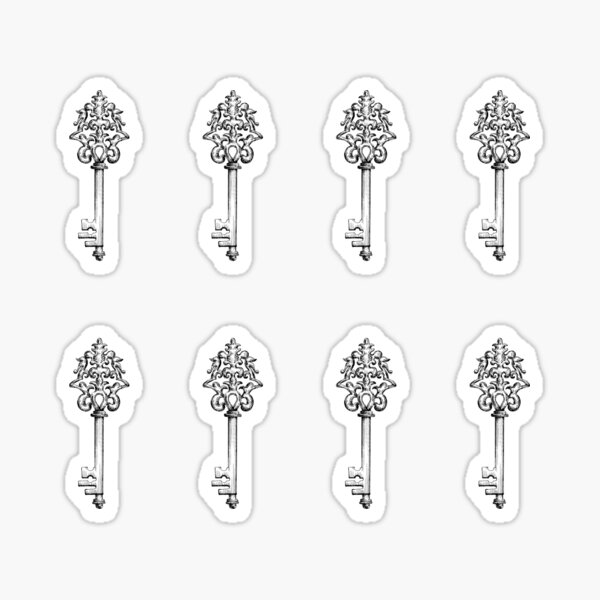 Item preview, Skeleton Key Black and White Sticker Pack designed and sold by Croquis & Delight.